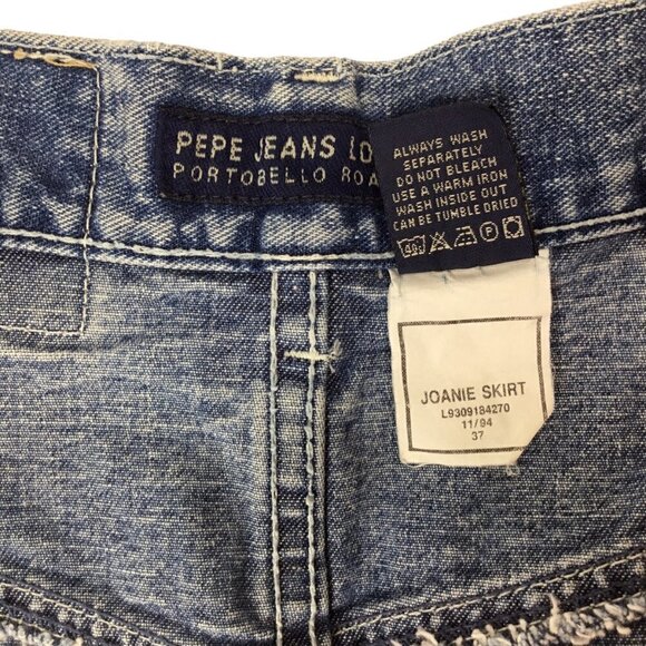 Vintage 1994 Pepe Jeans London Blue Denim Skirt Wraparound Jean Size 26 Y2K Boho - Picture 13 of 13